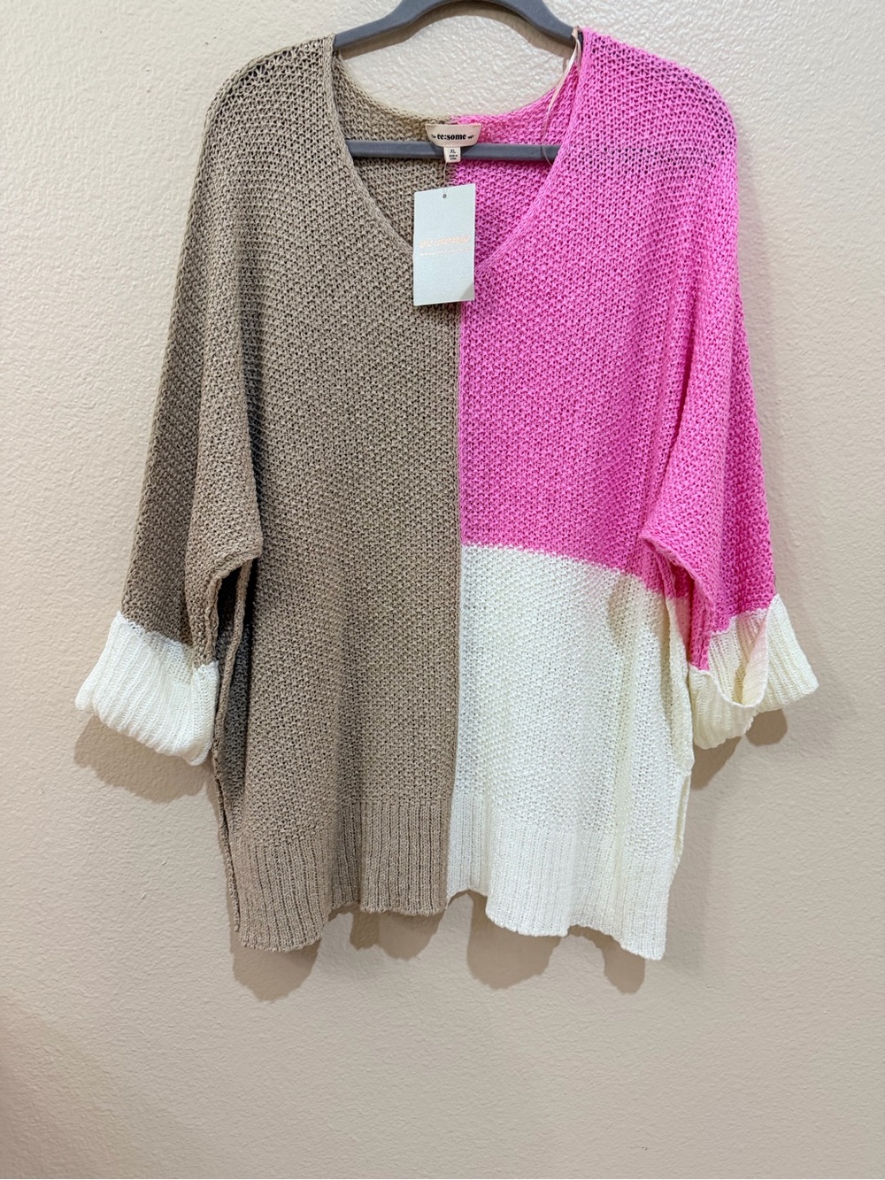 NWT ee:some Colorblock Oversized Knit Sweater XL